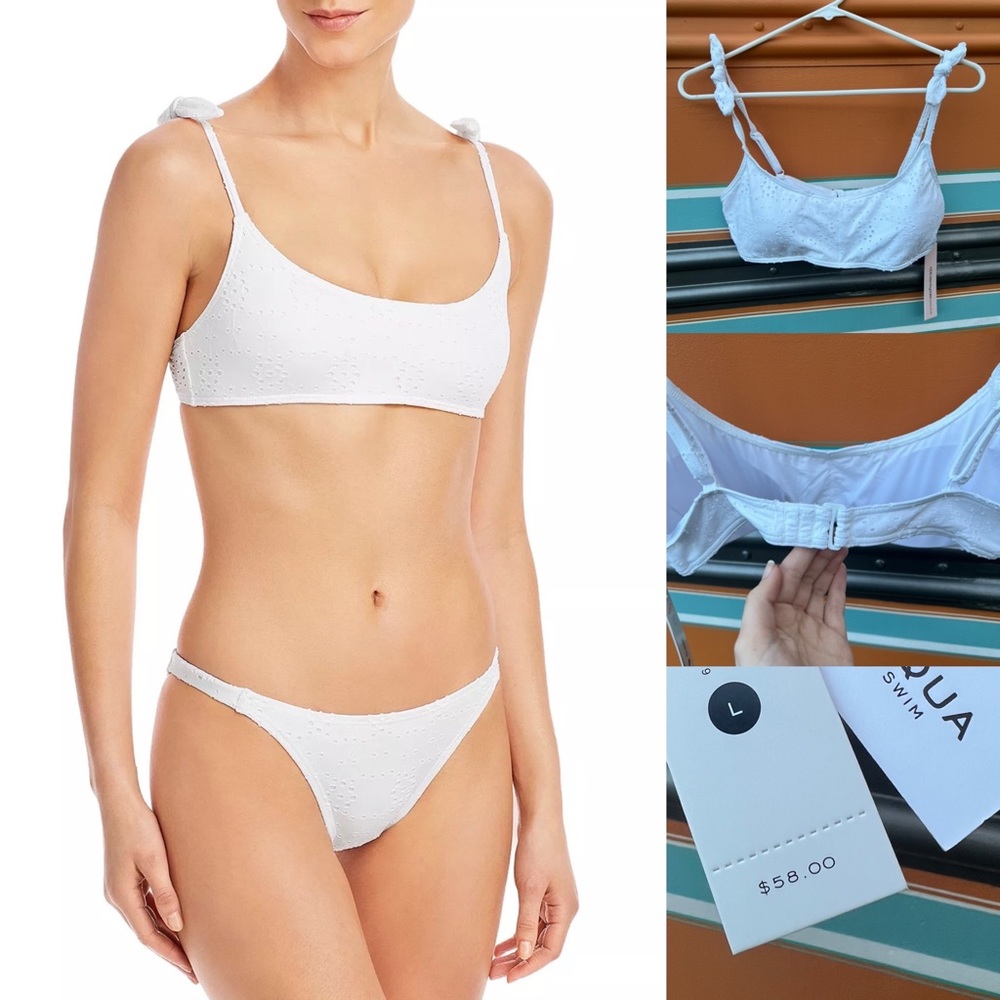 *NWT* Bloomingdale’s Snow Eyelet Bikini Top
